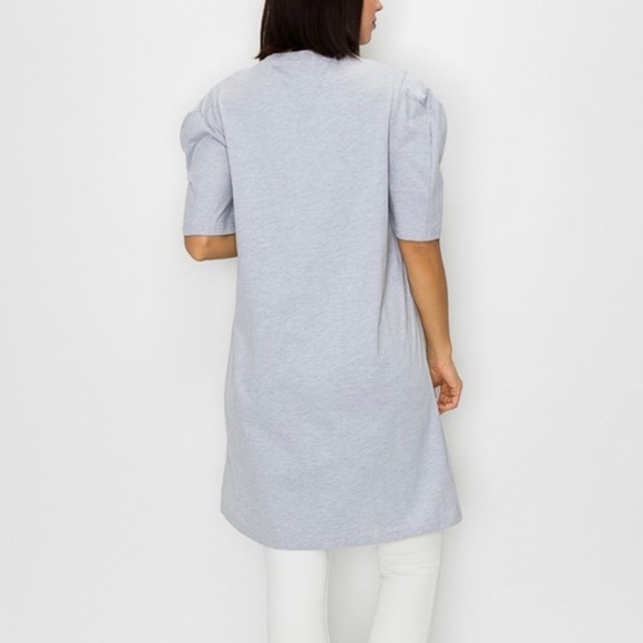 Black Long T-Shirt w/Puffy Like Shoulders - Picture 4 of 5